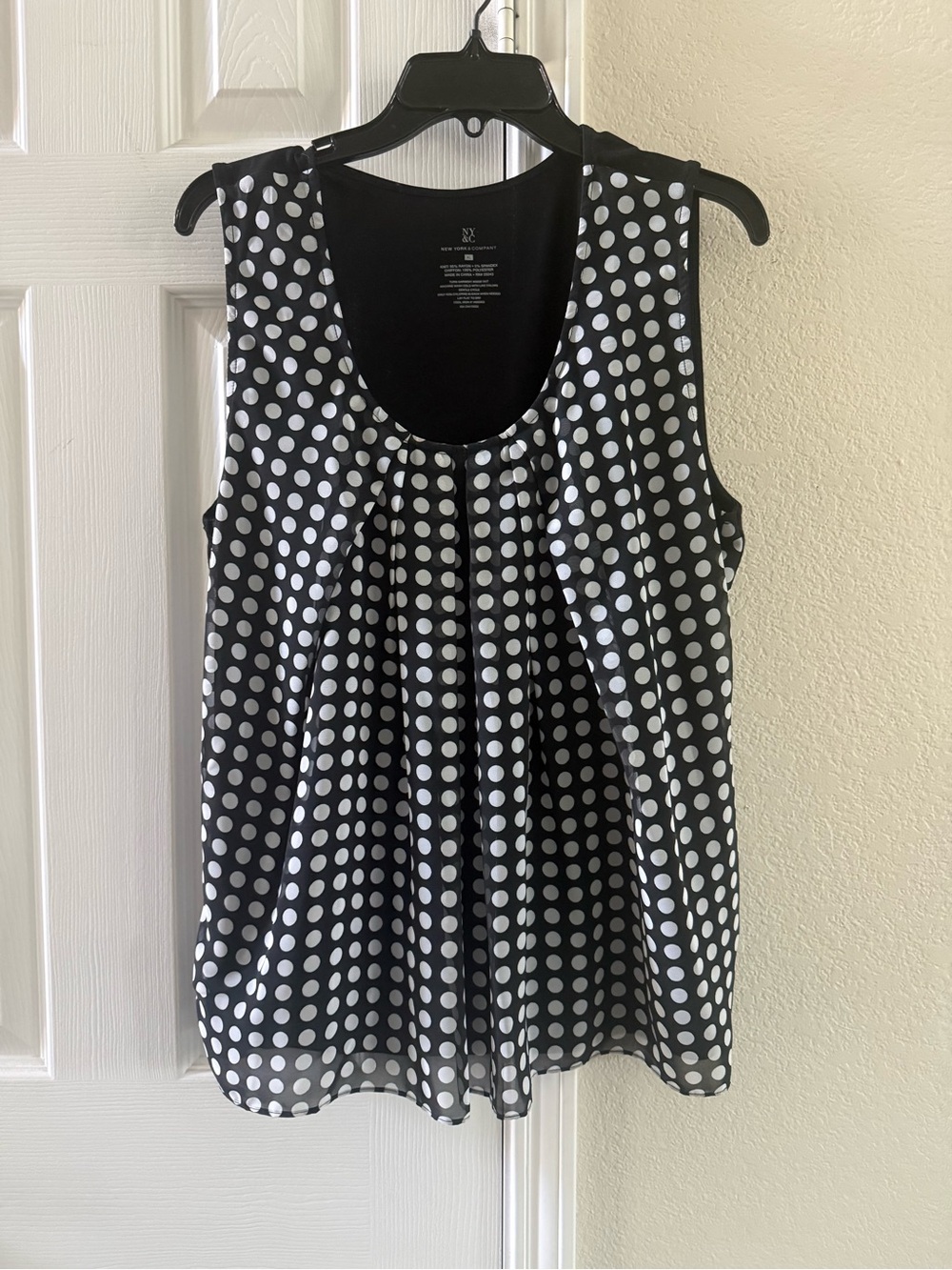 New York & Company Black and White Polka Dot Sleeveless Top